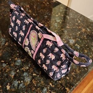 Vera Bradley Paisley & Pink Elephant Quilted Cosmetic Case